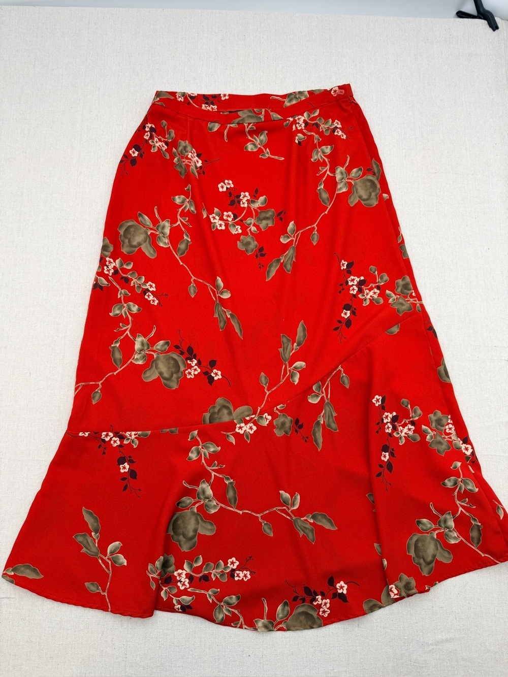 Sag Harbor Red Floral A-Line Maxi Skirt